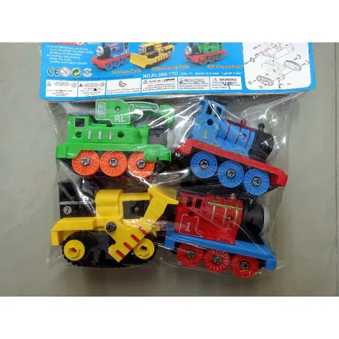 Mô hình 4 chiếc đầu tàu hỏa tháo lắp ASSEMBLE TRAIN chạy bằng bánh đà 589-17D