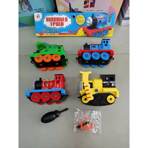 Mô hình 4 chiếc đầu tàu hỏa tháo lắp ASSEMBLE TRAIN chạy bằng bánh đà 589-17D