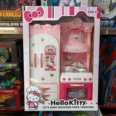 Hộp Tủ Bếp Nấu Ăn Hello Kitty - Đồ Chơi Âm Nhạc và Ánh Sáng - Món Quà Dễ Thương Cho Bé Yêu