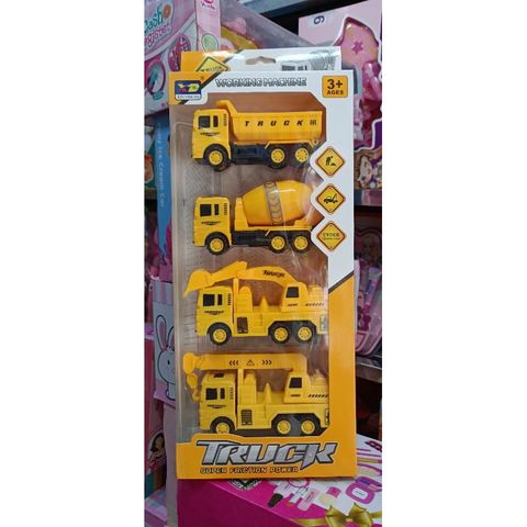 Mô hình Xe ô tô công trình 4 chiếc Bánh đà 838 - Đồ chơi trẻ em phát triển tư duy sáng tạo