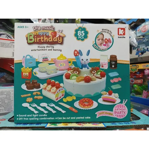 Hộp Đồ Chơi Cắt Bánh Sinh Nhật 85 Chi Tiết - Đồ Chơi Nấu Ăn Có Nhạc và Đèn Phát Sáng G675A - Quà Tặng Sinh Nhật Thú Vị
