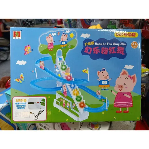 Hộp Đồ Chơi Heo Nhảy Bậc Thang, Chạy Trên Đường Trượt Với Nhạc Và Đèn Sáng - Quà Tặng Thú Vị Cho Trẻ Em
