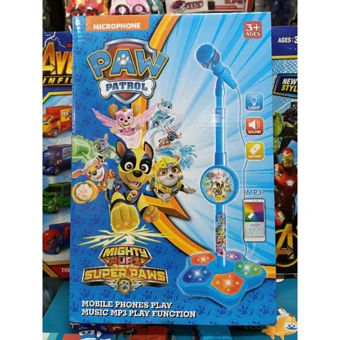 MIC hát MICROPHONE PAW PATROL cao 100cm, có nhạc và đèn phát sáng 5356 (có pin đi kèm)