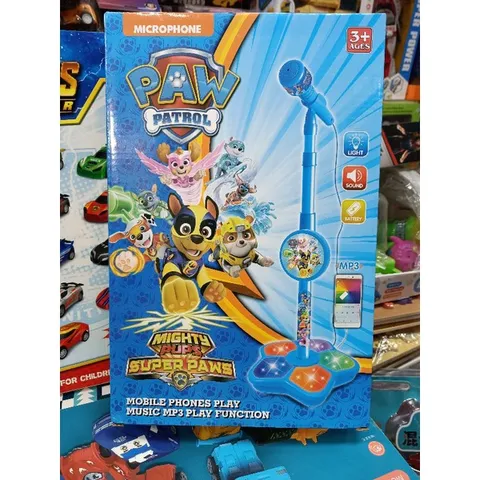 MIC hát MICROPHONE PAW PATROL cao 100cm, có nhạc và đèn phát sáng 5356 (có pin đi kèm)