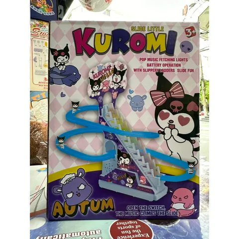Hộp đồ chơi KUROMI nhảy bậc thang và chạy trên đường trượt, có nhạc và đèn phát sáng 2021-17 (tặng kèm pin)
