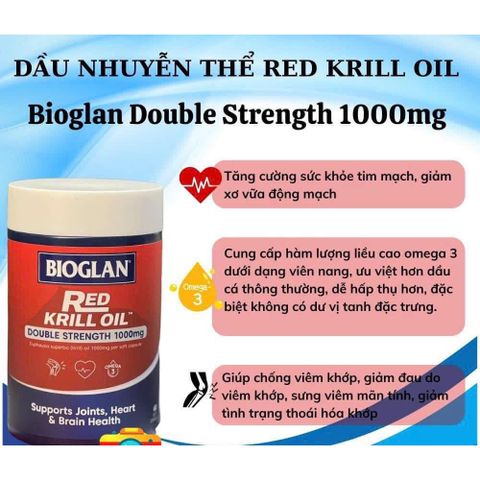 Dầu Nhuyễn Thể Bioglan Red Krill Oil 1000mg - Thực Phẩm Chức Năng Tăng Cường Sức Khỏe Tim Mạch - 60 Viên Omega-3 Chất Lượng Cao