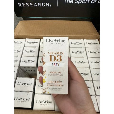 Vitamin D3 Tinh Khiết Thuần Chay Livewise Naturals Mỹ 24ml - Hỗ Trợ Phát Triển Xương và Miễn Dịch Cho Bé Từ 0-3 Tuổi