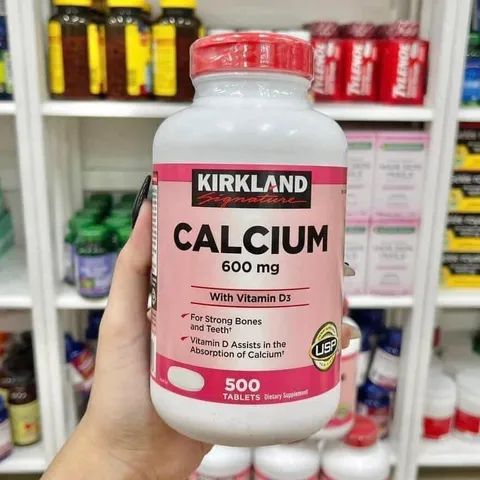Viên uống bổ sung Canxi Kirkland Calcium 600mg và Vitamin D3 500 viên