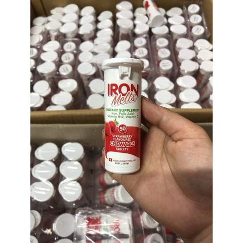 Viên sắt ngậm Iron Melts vị dâu 50 viên của Úc