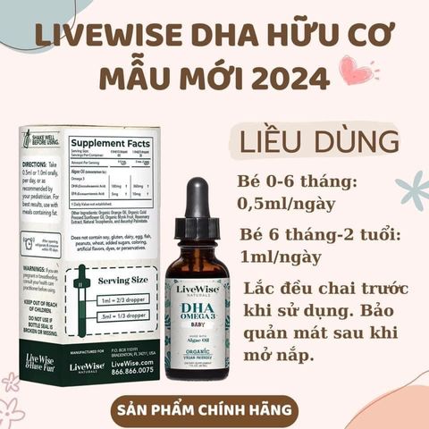 DHA Omega-3 Thuần Chay Non GMO LiveWise Mỹ - Bổ sung axit béo thiết yếu cho sức khỏe tim mạch và trí não, phù hợp người ăn chay