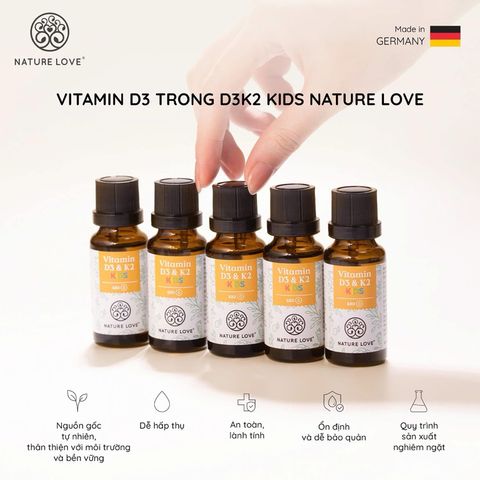 D3 K2 Kids Nature Love - Vitamin D3 K2 Tăng Cường Hệ Miễn Dịch và Phát Triển Xương Cho Trẻ Em - Sản Phẩm Được Tin Dùng Tại Đức