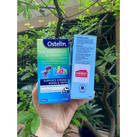 (Tem chemist) Canxi ostelin 90ml cho bé từ 7m