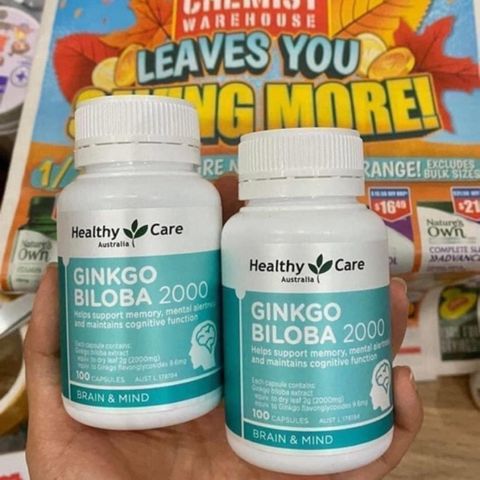 Viên uống Ginkgo Biloba Healthy Care Úc 2000mg 239926