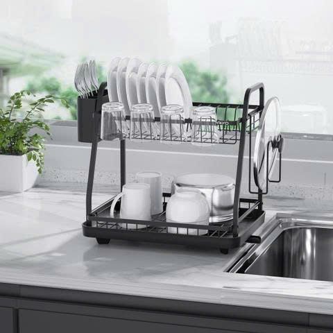 Giá úp bát 2 tầng thông minh Kaiyo KDR-6100 - Kệ rửa chén inox chịu lực, khay thoát nước tiện lợi cho bếp gọn gàng