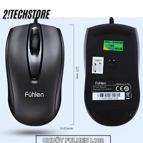 Chuột Fuhlen L102 Quang Học Ergonomic + Lót Chuột Razer - Chuột Gaming Chất Lượng Cao, Tương Thích Đa Nền Tảng, BH 12 Tháng
