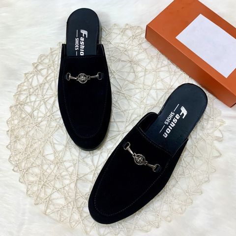 Giày Sục Nam Da Nỉ Đen Đính Khuyên - Phong Cách Lịch Sự Dễ Phối Đồ, Giày Dẹp Cao Cấp Thời Trang Nam