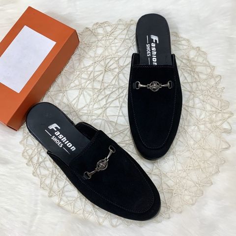 Giày Sục Nam Da Nỉ Đen Đính Khuyên - Phong Cách Lịch Sự Dễ Phối Đồ, Giày Dẹp Cao Cấp Thời Trang Nam