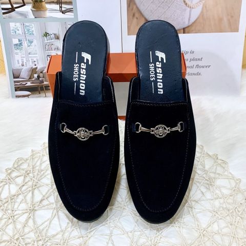 Giày Sục Nam Da Nỉ Đen Đính Khuyên - Phong Cách Lịch Sự Dễ Phối Đồ, Giày Dẹp Cao Cấp Thời Trang Nam