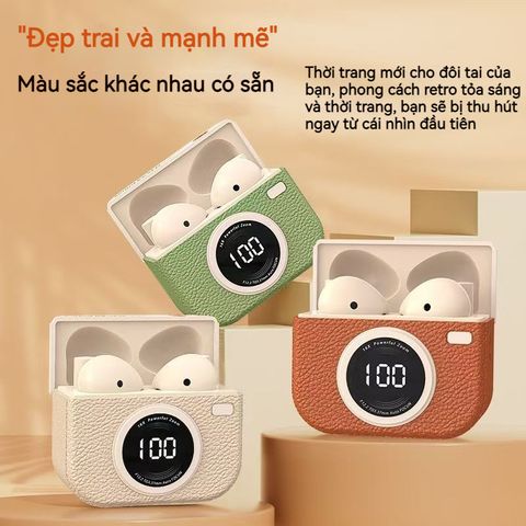 Tai Nghe Bluetooth Không Dây Hình Camera Cổ Điển TWS True In-Ear ENC - Giảm Tiếng Ồn, Màn Hình LED Cảm Ứng, Âm Thanh Sống Động