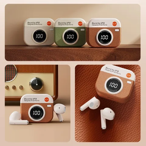 Tai Nghe Bluetooth Không Dây Hình Camera Cổ Điển TWS True In-Ear ENC - Giảm Tiếng Ồn, Màn Hình LED Cảm Ứng, Âm Thanh Sống Động