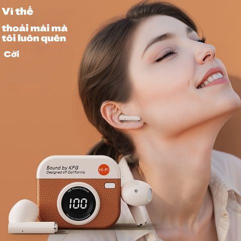Tai Nghe Bluetooth Không Dây Hình Camera Cổ Điển TWS True In-Ear ENC - Giảm Tiếng Ồn, Màn Hình LED Cảm Ứng, Âm Thanh Sống Động