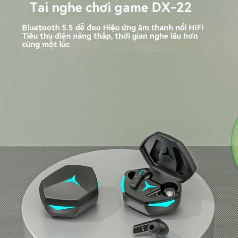 Tai Nghe Không Dây Bluetooth DX22 V5.5 TWS Chơi Game Không Độ Trễ, Chế Độ Âm Nhạc & Micro, Âm Thanh HiFi, Chống Nước