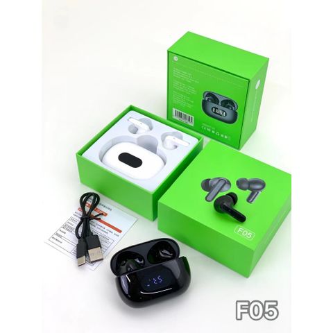 Tai Nghe Bluetooth F05 TWS Không Dây - Âm Thanh Hi-Fi, LED Hiển Thị, Chống Nước, Điều Khiển Cảm Ứng, Pin 300mAh