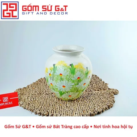 Lọ Hoa Trang Trí Vò Vẽ Cúc Họa Mi Gốm Sứ G&T - Tinh Tế, Nghệ Thuật, Đẹp Mắt Cho Không Gian Sống