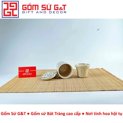 Cốc Lọc Trà Gốm Sứ Vẽ Cá Đàn - Phụ Kiện Thời Trang Nhà Bếp Cao Cấp cho Trà Việt Nam