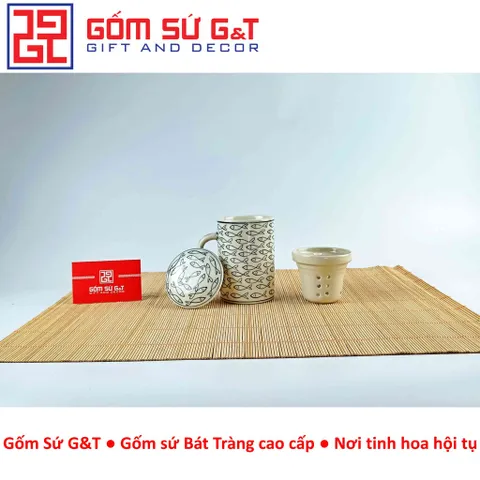 Cốc Lọc Trà Gốm Sứ Vẽ Cá Đàn - Phụ Kiện Thời Trang Nhà Bếp Cao Cấp cho Trà Việt Nam