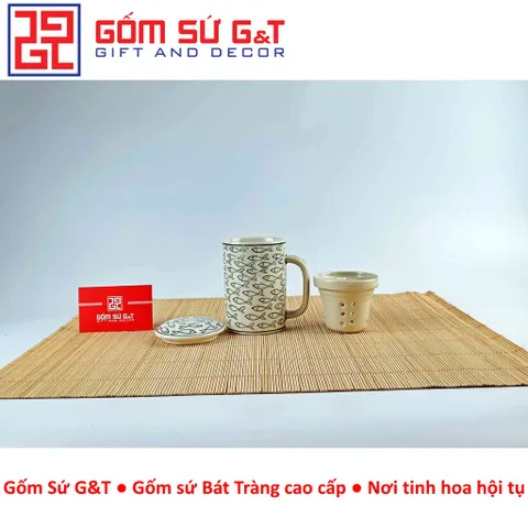 Cốc Lọc Trà Gốm Sứ Vẽ Cá Đàn - Phụ Kiện Thời Trang Nhà Bếp Cao Cấp cho Trà Việt Nam