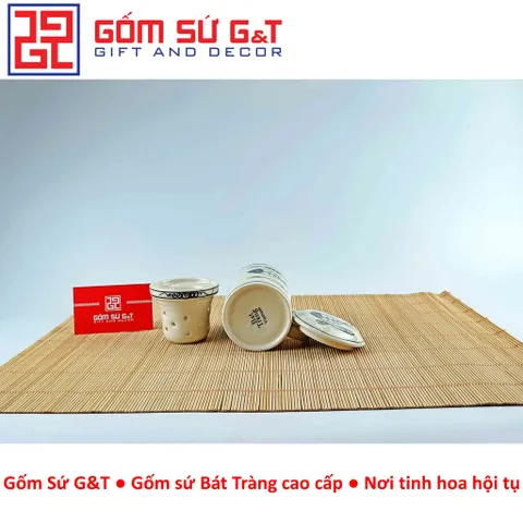 Cốc Lọc Trà Gốm Sứ Họa Tiết Xương Cá - Sang Trọng, Thẩm Mỹ, Quà Tặng Độc Đ đáo cho Người Yêu Trà