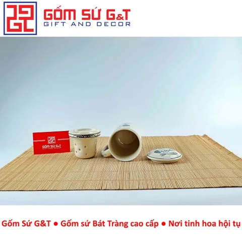 Cốc Lọc Trà Gốm Sứ Họa Tiết Xương Cá - Sang Trọng, Thẩm Mỹ, Quà Tặng Độc Đ đáo cho Người Yêu Trà