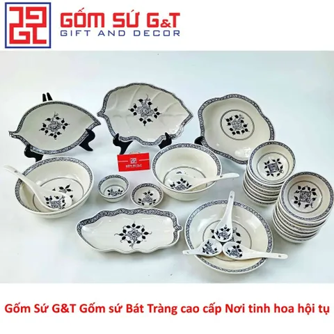 Bộ Đồ Ăn 10 Người Vẽ Hoa Móc Gốm Sứ G&T - Set Bát Đĩa Sang Trọng Cho Tiệc Cưới và Sự Kiện
