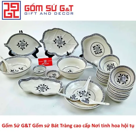 Bộ Đồ Ăn 10 Người Vẽ Hoa Móc Gốm Sứ G&T - Set Bát Đĩa Sang Trọng Cho Tiệc Cưới và Sự Kiện