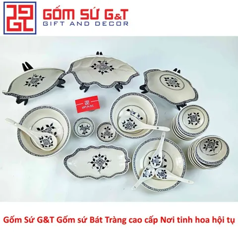 Bộ Đồ Ăn 10 Người Vẽ Hoa Móc Gốm Sứ G&T - Set Bát Đĩa Sang Trọng Cho Tiệc Cưới và Sự Kiện