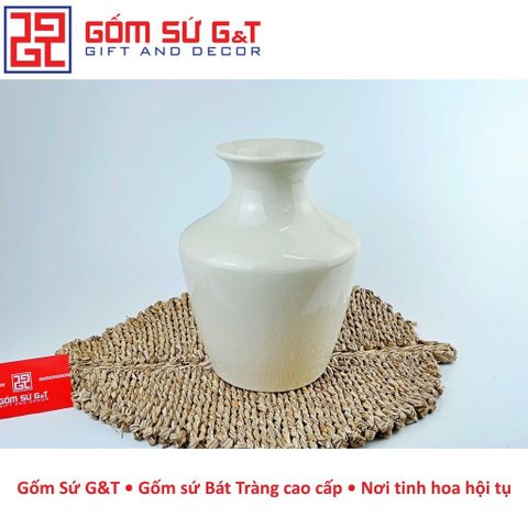 Lọ Hoa Trang Trí Gốm Sứ Họa Mi - Đồ Trang Trí Phong Thủy Vintage Vai Vuông, Quà Tặng Đẹp Cho Nhà Cửa
