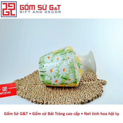 Lọ Hoa Trang Trí Gốm Sứ Họa Mi - Đồ Trang Trí Phong Thủy Vintage Vai Vuông, Quà Tặng Đẹp Cho Nhà Cửa