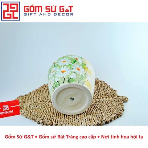 Lọ Hoa Trang Trí Gốm Sứ Họa Mi - Đồ Trang Trí Phong Thủy Vintage Vai Vuông, Quà Tặng Đẹp Cho Nhà Cửa