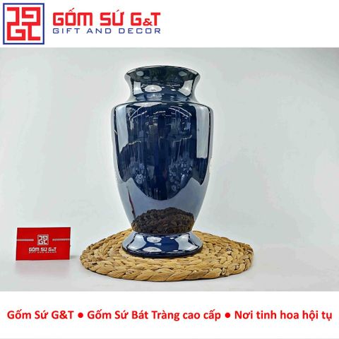 Lọ Hoa Men Hỏa Biến Chân Voi Vẽ Sen - Gốm Sứ Phong Thủy Trang Trí Nhà Cửa, Quà Tặng Ý Nghĩa