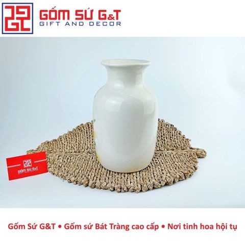 Lọ Hoa Trang Trí Gốm Sứ Họa Tiết Cúc Họa Mi Dáng Phích Vai Vuông - Sản Phẩm Nhà Cửa Độc Đáo