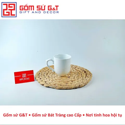 Cốc chóp lửa trắng kèm nắp Gốm Sứ G&T - Cốc uống nước cao cấp cho nhà bếp, phong cách hiện đại và sang trọng