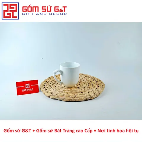 Cốc chóp lửa trắng kèm nắp Gốm Sứ G&T - Cốc uống nước cao cấp cho nhà bếp, phong cách hiện đại và sang trọng