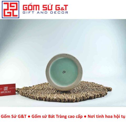 Lọ Hoa Gốm Sứ Đẹp Dáng Chân Váy Vẽ Bạch Liên - Trang Trí Nội Thất Sang Trọng