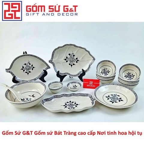 Bộ Đồ Ăn Gốm Sứ 6 Người Vẽ Hoa Móc - Bộ Tô, Bát, Chén, Đĩa Sang Trọng Cho Mọi Bữa Tiệc