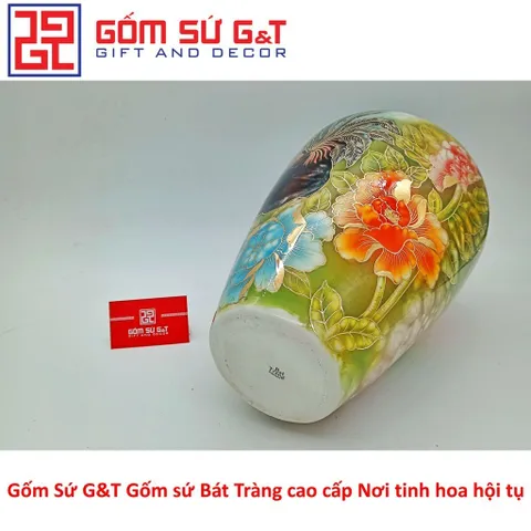 Lọ Hoa Dáng Thạp Kim Kê Đại Cát Vẽ Vàng 24K - Gốm Sứ Nghệ Thuật Cao Cấp Trang Trí Nhà Cửa