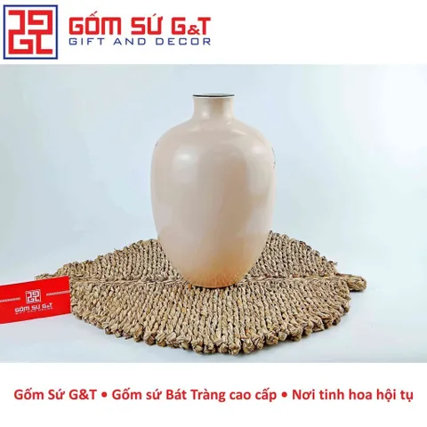 Lọ Hoa Gốm Sứ Đèn Lồng Vẽ Chim Hoa Phù Dung - Trang Trí Nhà Cửa Sang Trọng và Tinh Tế