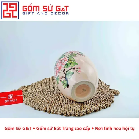 Lọ Hoa Gốm Sứ Đèn Lồng Vẽ Chim Hoa Phù Dung - Trang Trí Nhà Cửa Sang Trọng và Tinh Tế