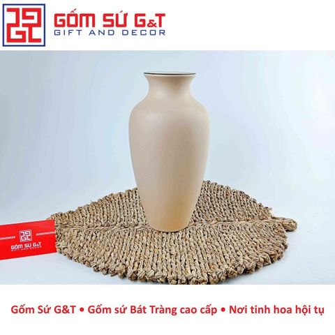 Lọ Hoa Gốm Sứ Dáng Đùi Dế Vẽ Cam - Vật Phẩm Phong Thủy Trang Trí Nhà Cửa, Quà Tặng Ý Nghĩa
