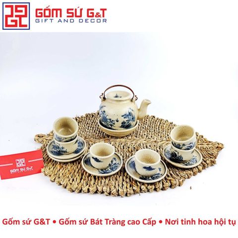 Bộ Trà Men Rạn Sơn Thủy Dáng Lõm Gốm Sứ G&T - Set Trà Sang Trọng Cho Ngày Tận Hưởng Thư Giãn